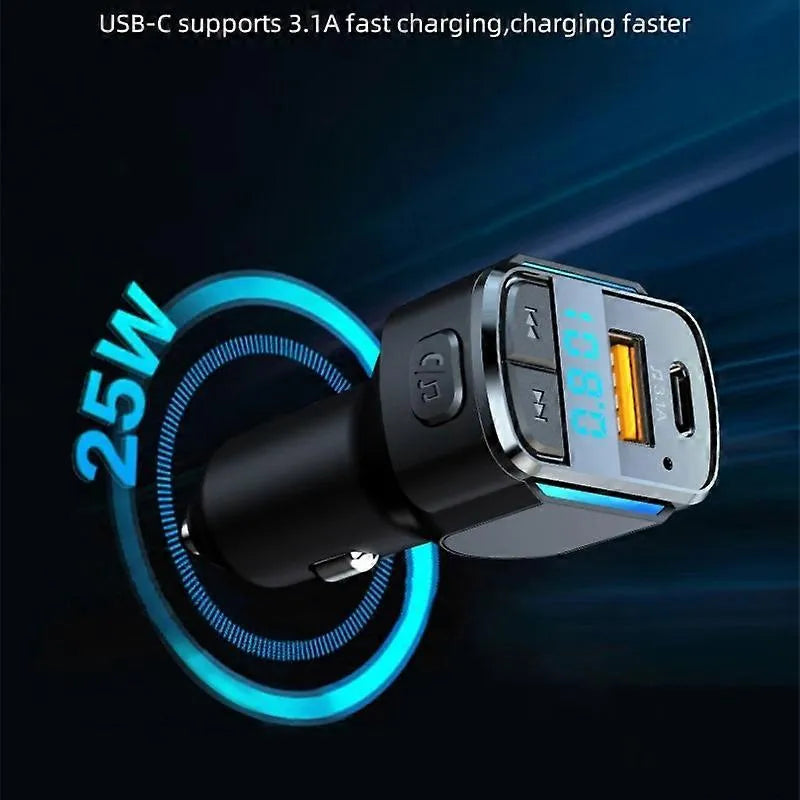 Bluetooth FM Transmitter Auto - Bluetooth 5.0 - USB-C PD 18W Snellader - MP3 Speler - Handsfree Bellen - USB Stick Ondersteuning - Geschikt voor iPhone & Android