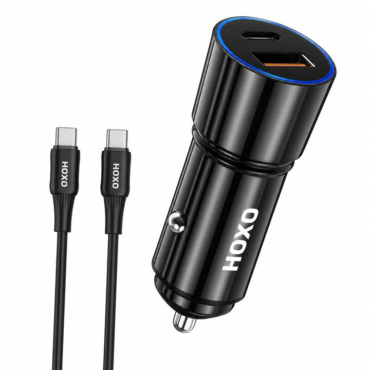 38W USB-C PD + USB-A QC Fast Charge Autolader met USB-C Kabel-Ilumina Benelux