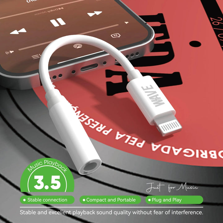 Lightning naar 3.5mm AUX Adapter – Audio Adapter voor iPhone – Muziekweergave – Plug & Play – Wit-Ilumina Benelux