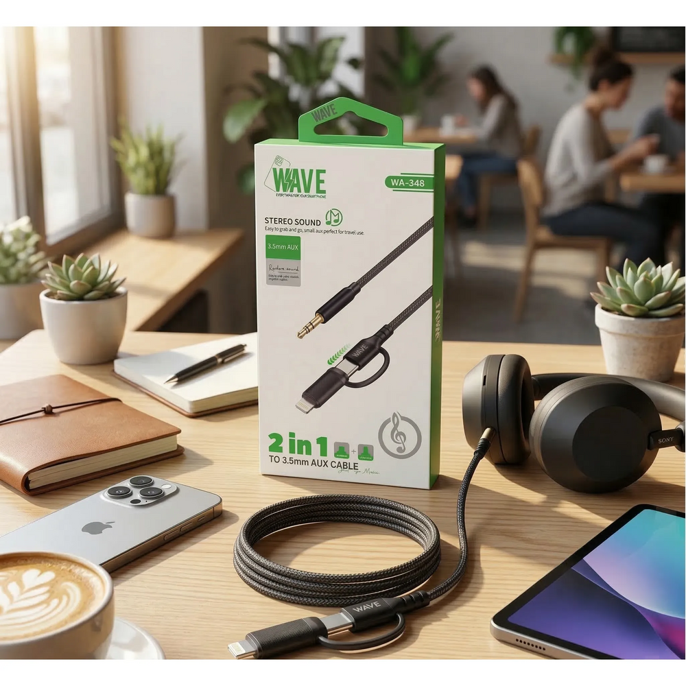 2-in-1 Lightning & USB-C naar 3.5mm AUX Kabel – Audio Adapter – Stereo Geluid – Voor iPhone, iPad, Android & USB-C Apparaten – Zwart