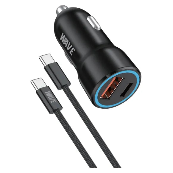 38W USB-C & USB-A Autolader met USB-C naar USB-C Kabel 1 Meter Zwart-Ilumina Benelux