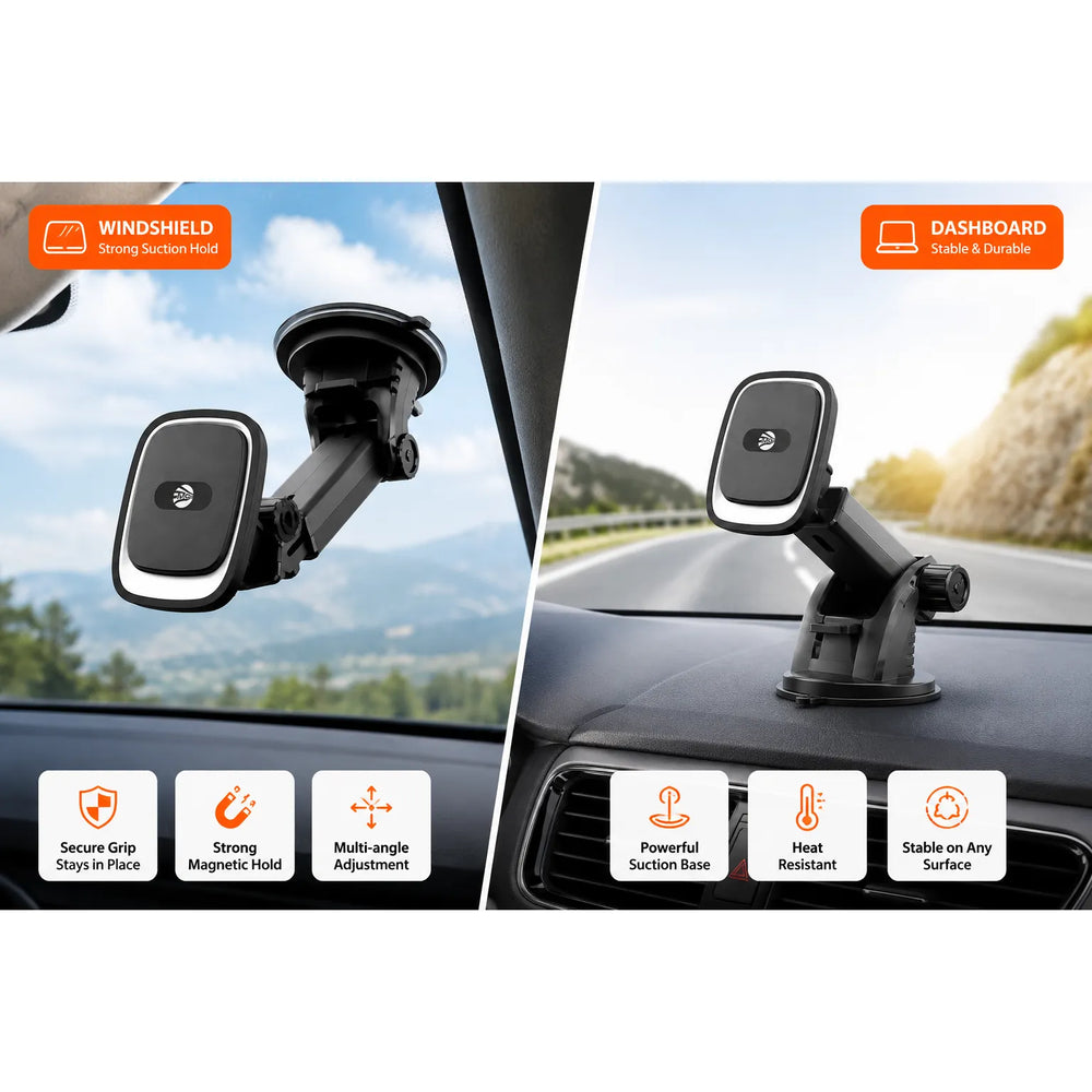 Magnetische Auto Telefoonhouder – Dashboard & Voorruit – Verstelbare Arm – Zwart-Ilumina Benelux