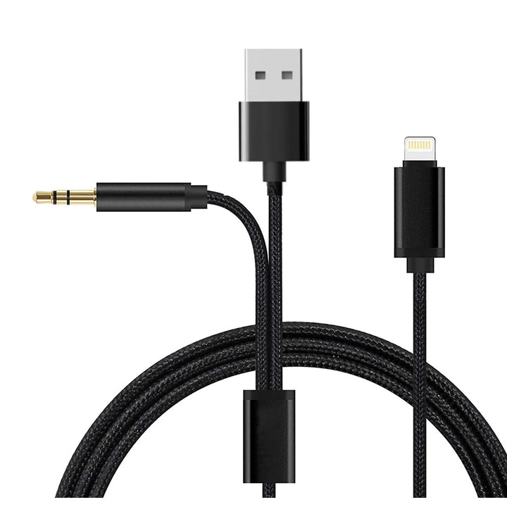 2-in-1 Lightning naar 3.5mm AUX Audio- en Oplaadkabel 1 Meter Zwart-Ilumina Benelux
