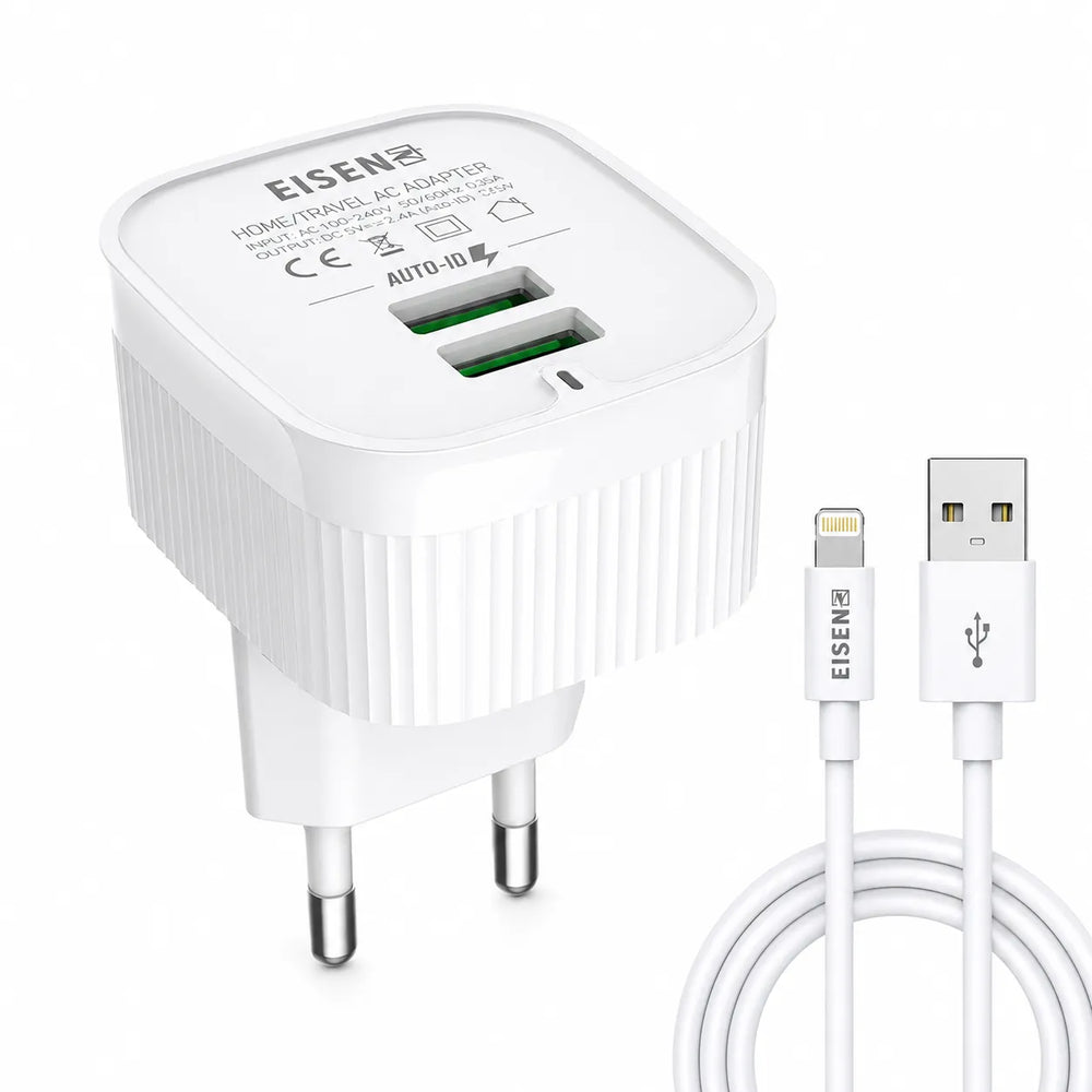 12W Dual USB Travel Charger met Lightning Kabel-Ilumina Benelux