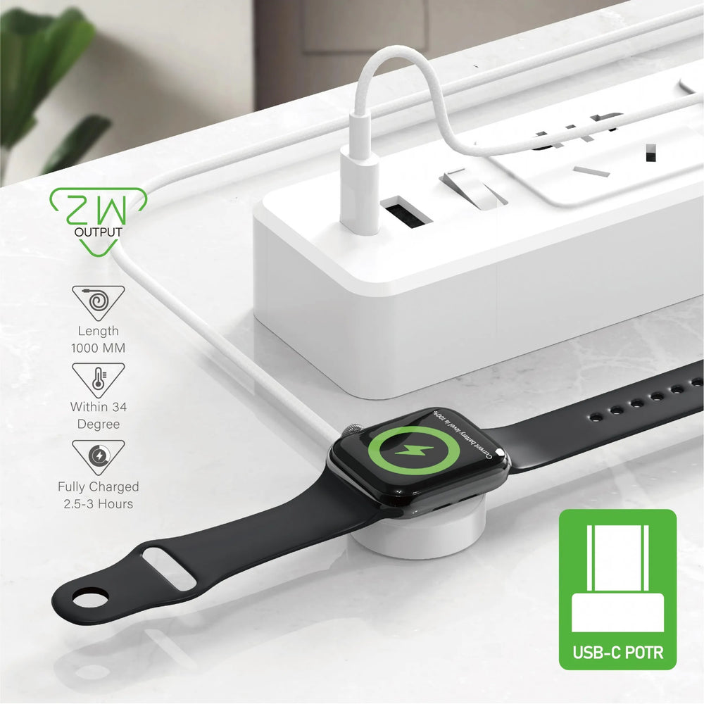 Magnetische Apple Watch Oplader USB-C – Snellader voor Apple Watch Ultra, Series 10, 9, 8, 7, 6, 5, 4, SE – Draadloze Oplaadkabel 1 Meter