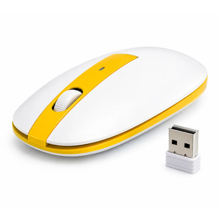 Draadloze Optische Muis 2.4GHz – 1600 DPI – USB Nano Ontvanger – Compact & Lichtgewicht – Geel-Ilumina Benelux