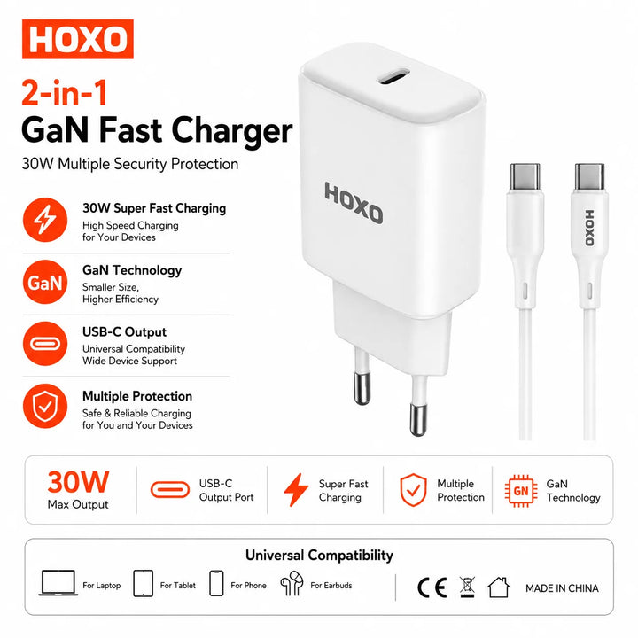 30W USB-C GaN Super Fast Charger met USB-C Kabel-Ilumina Benelux