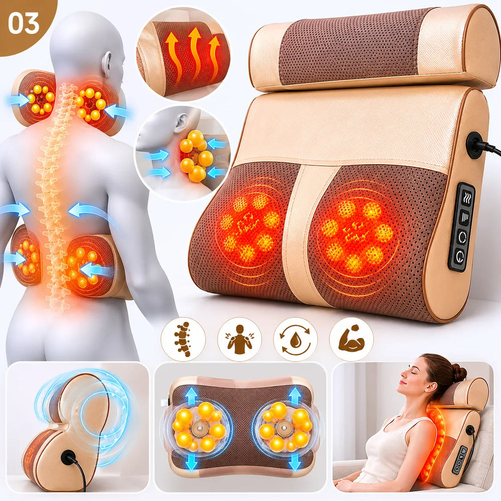 Orthopedisch Massagekussen met Warmte – Shiatsu Massagekussen – Nek- en Rugmassage-Ilumina Benelux
