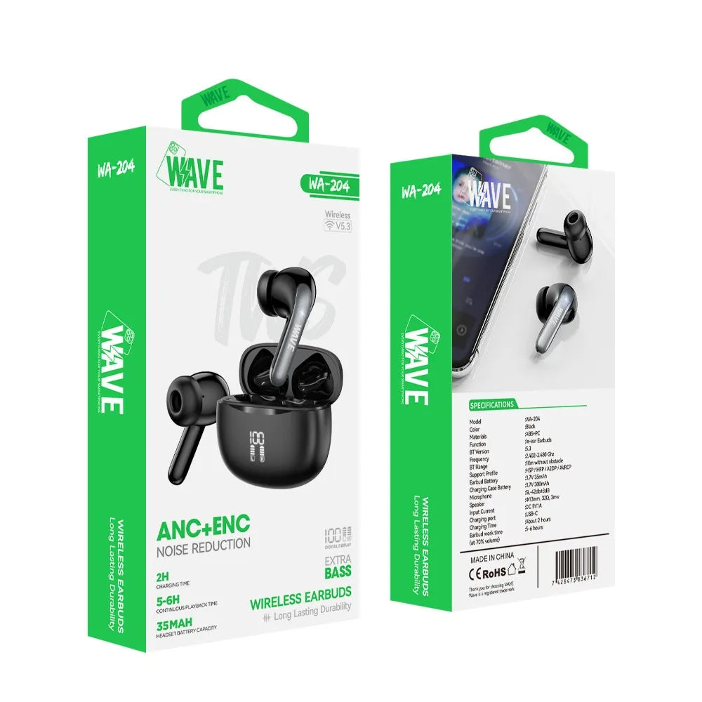 Draadloze Oordopjes Bluetooth 5.3 met ANC & ENC – TWS Earbuds met Extra Bass en Oplaadcase