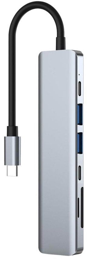 USB-C Hub – 7-in-1 Multiport Adapter – 87W Power Delivery – 4K HDMI – USB 3.0 & SD/TF Kaartlezer – Grijs-Ilumina Benelux