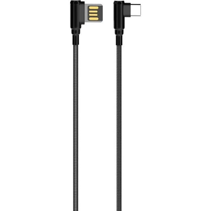 LDNIO LS421 USB-A naar USB-C Kabel – 90° Angle ELBOW Data Kabel – 1 Meter – 2.4A Fast Charging – Zwart-Ilumina Benelux