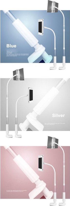 Tablethouder - Bureau houder - Tablet houder - Tablet standaard - o.a. voor tafel, bureau en bed Geschikt voor: iPad en Tablets 4- 11 inch - Wit/Zilver