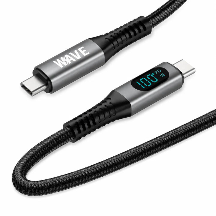 USB-C naar USB-C Kabel 240W USB4.0 40Gbps met Digitaal Display 1 Meter Gevlochten Nylon-Ilumina Benelux