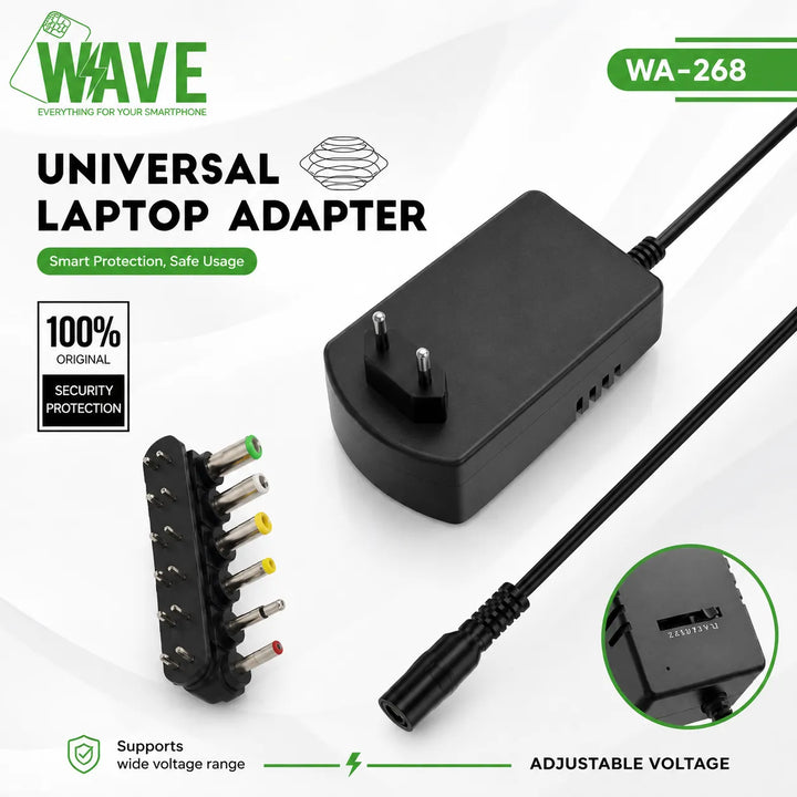 Universele Voedingsadapter 30W 3V-12V Instelbaar met 6 DC Connectoren voor Routers, Modems, IP Camera's en LED Strips-Ilumina Benelux