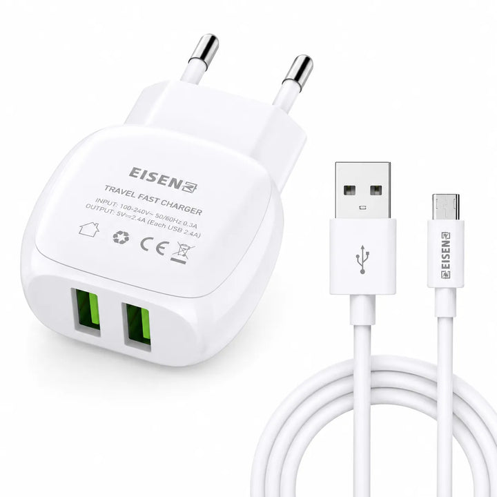 12W Dual USB Fast Wall Charger met USB-A naar USB-C Kabel-Ilumina Benelux
