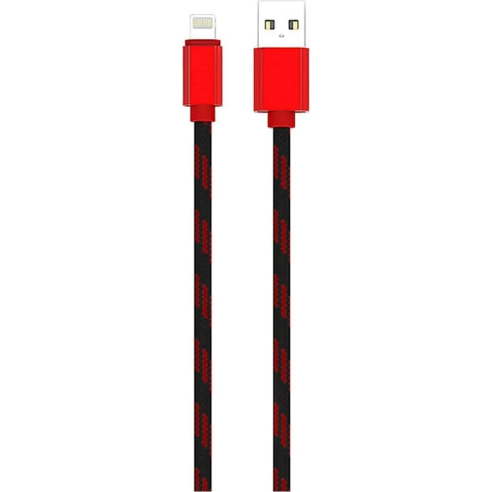 LDNIO LS23 USB-A naar Lightning Kabel – 1 Meter – 2.4A Fast Charging Nylon Kabel – Rood-Ilumina Benelux