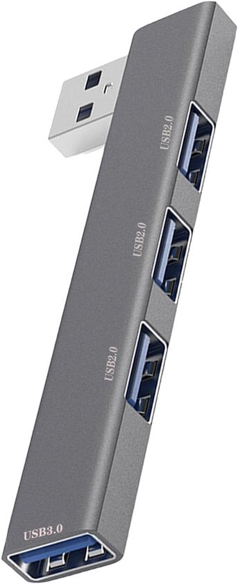 USB A Hub 4 Poort – USB 3.0 & 2.0 Extender – Multiport Splitter – Draagbaar voor Laptop & PC – Zwart-Ilumina Benelux
