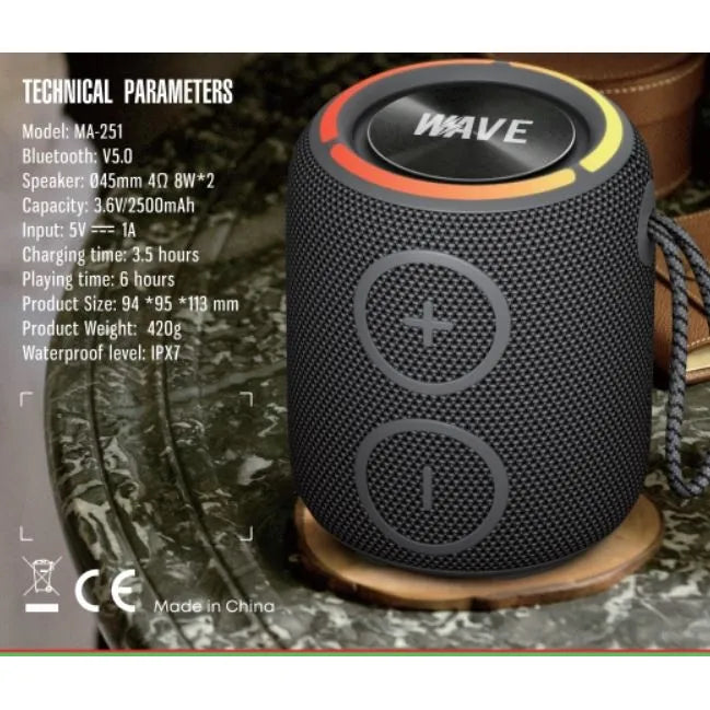 Bluetooth Speaker 16W – Draadloze Luidspreker met RGB LED Verlichting, IPX7 Waterdicht, Handsfree Bellen, 2500mAh Batterij & Bluetooth 5.0