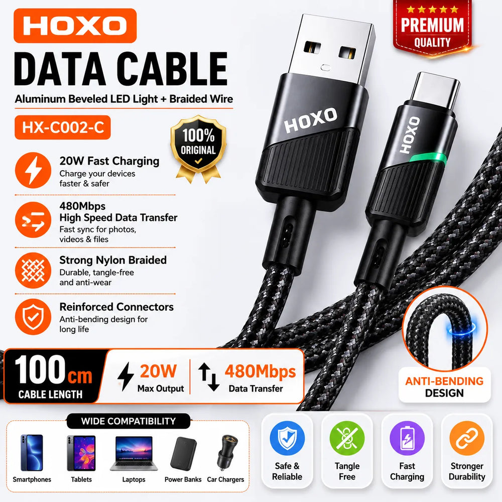 USB-A naar USB-C Fast Charging Data Kabel 20W 1 Meter-Ilumina Benelux