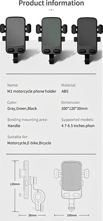 Telefoonhouder fiets – 360° draaibaar – Anti-slip schokbestendig – Universele navigatie clip – Zwart/Groen-Ilumina Benelux