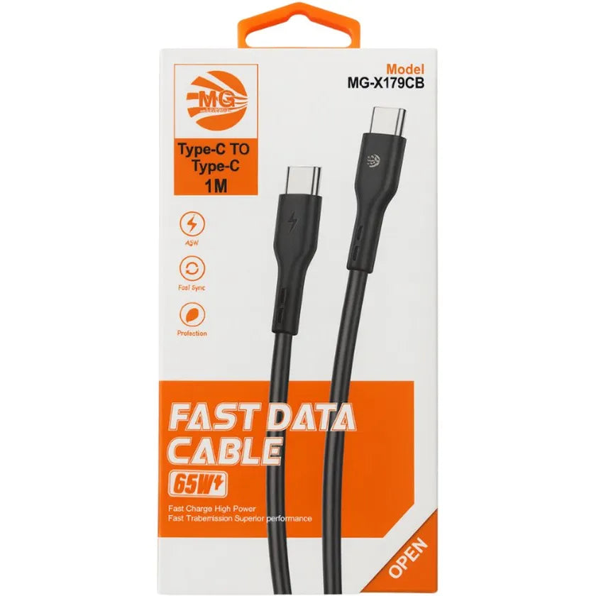 USB-C naar USB-C Kabel – 65W Snelladen – 1 Meter – Fast Data Cable – Zwart-Ilumina Benelux