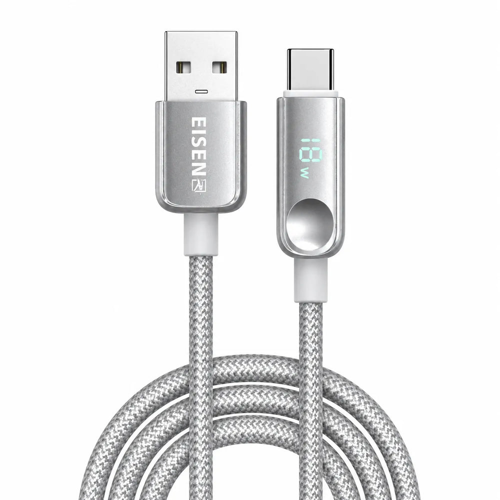 18W USB-A naar USB-C Hidden Digital Display Kabel 2 Meter-Ilumina Benelux