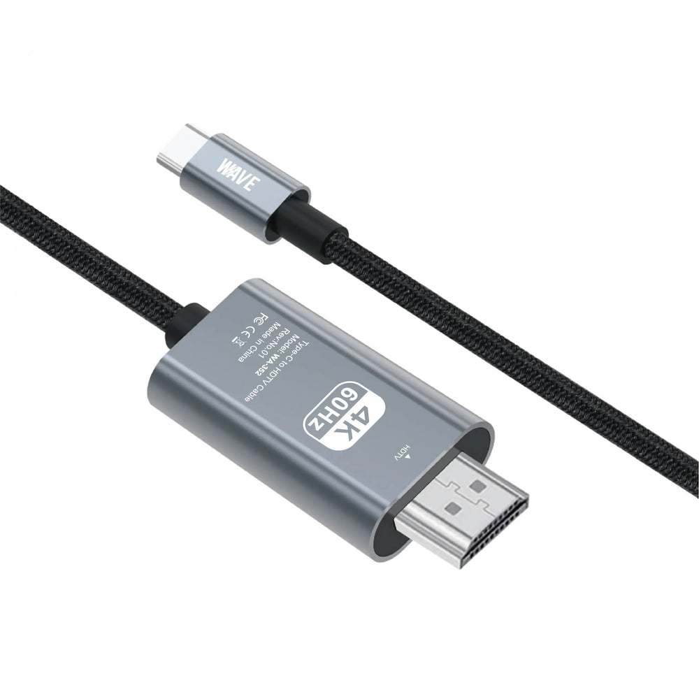 USB-C naar HDMI Kabel 2 Meter – 4K 60Hz Type-C naar HDTV Kabel – Geschikt voor MacBook, iPad, Samsung Galaxy en USB-C Laptops