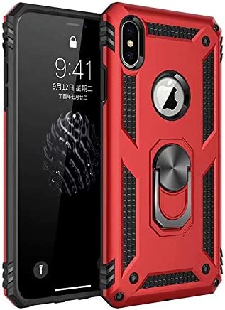 iPhone XR Hoesjes – Ring Armor Backcover – 360° Draaibare Kickstand Ring – Magneet – Rood-Ilumina Benelux