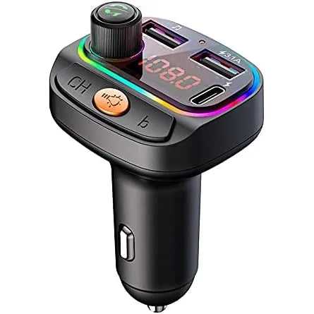 Bluetooth FM Transmitter met USB-C Snelladen, RGB Verlichting & Handsfree Bellen