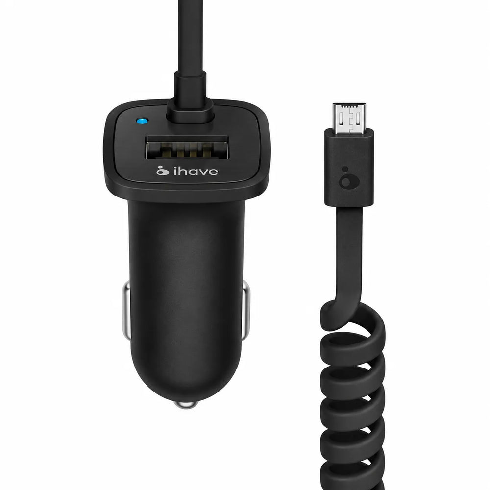 iHave Glim Micro Autolader – 2.1A Dual USB Autolader met Micro USB Kabel – Zwart-Ilumina Benelux