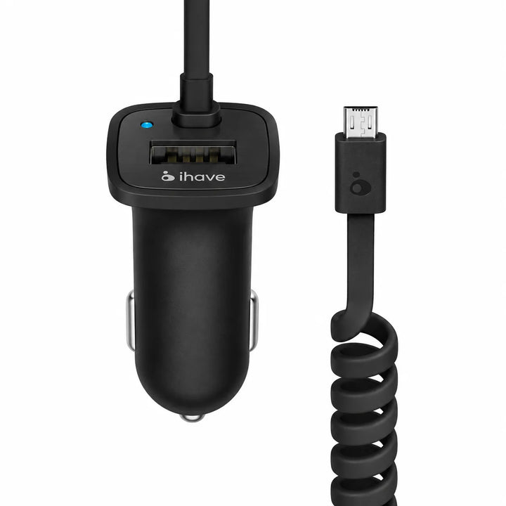 iHave Glim Micro Autolader – 2.1A Dual USB Autolader met Micro USB Kabel – Zwart-Ilumina Benelux