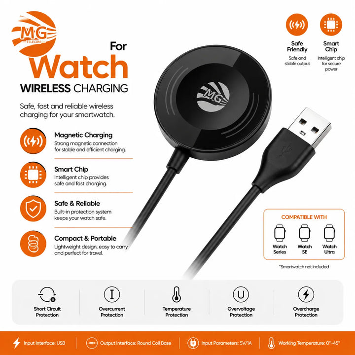 Magnetische Smartwatch Oplader – USB – 1 Meter – Zwart-Ilumina Benelux