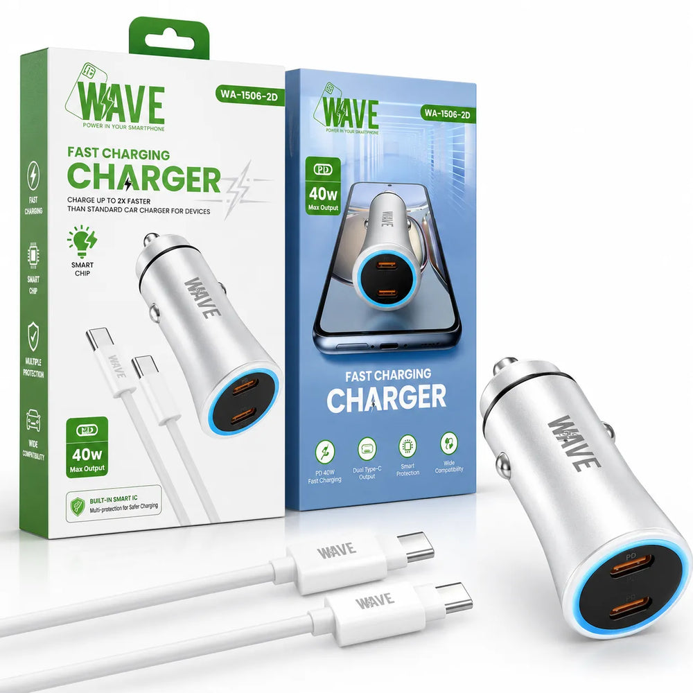 40W Dual USB-C Autolader met PD USB-C naar USB-C Kabel 1 Meter