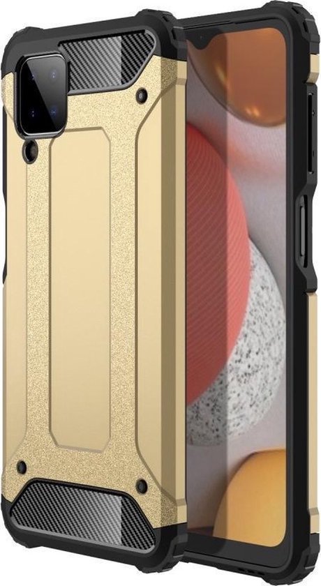 Schokbestendig Heavy Duty Armor Hoesje Geschikt voor: Samsung Galaxy A22 4G Back Cover - Goud