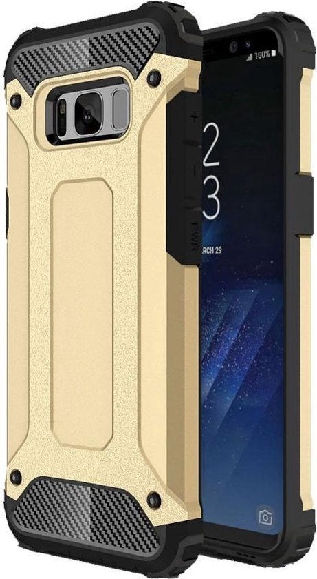 Schokbestendig Heavy Duty Armor Hoesje Geschikt voor: Samsung Galaxy S8 Plus Back Cover - Goud