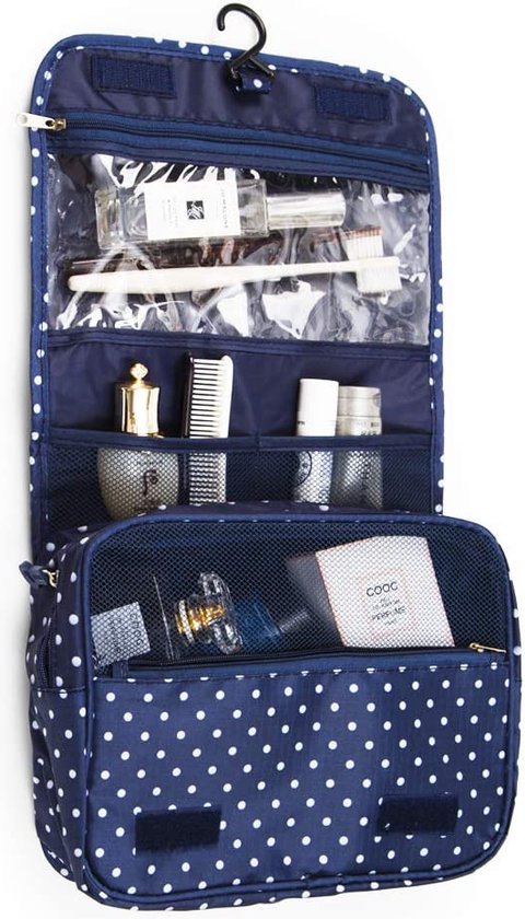 Toilettas met Haak – Waterdichte Travel Organizer – Cosmetica Reistas – Make-up Organizer – Blauw-Toilettas-Ilumina Benelux