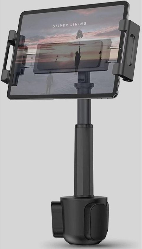 Telefoonhouder auto – Verstelbare bekerhouder – 360° draaibaar – Geschikt voor iPad & iPhone – Zwart-Tablethouder-Ilumina Benelux