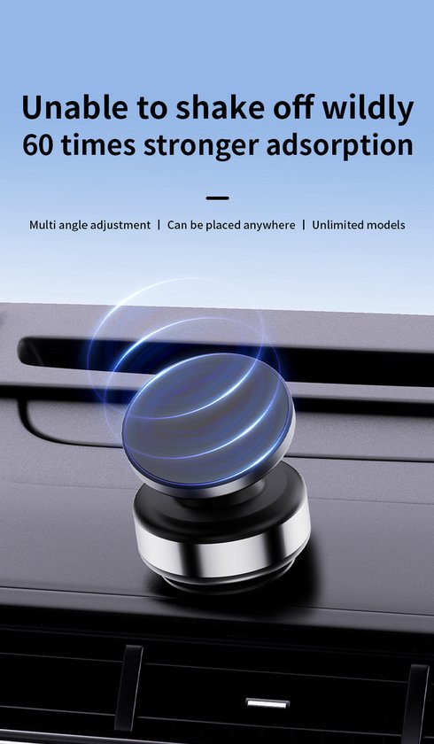 Telefoonhouder auto – Magnetisch vacuüm met zuignap – Verstelbaar – Geschikt voor iPhone & Android – Zwart-Ilumina Benelux