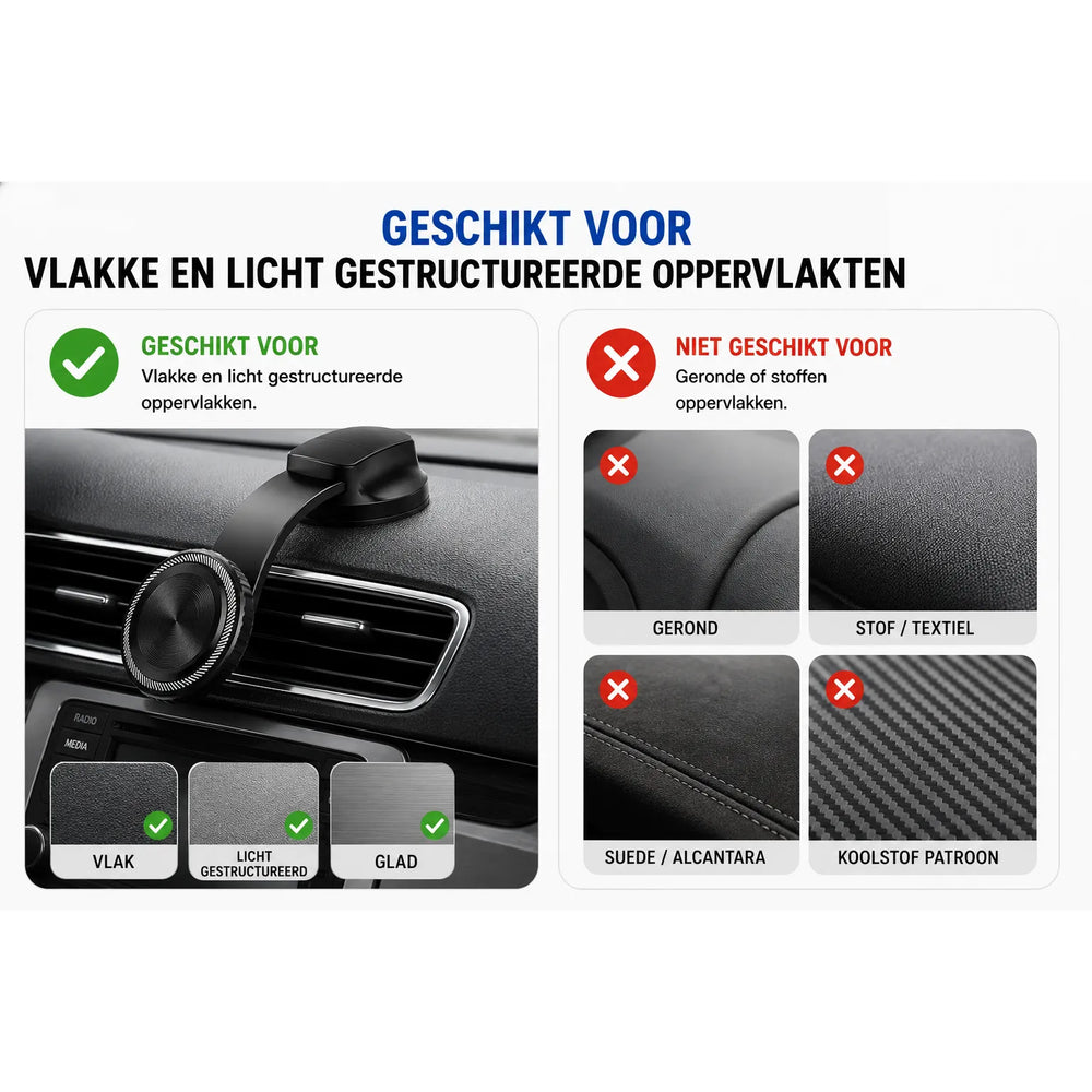 MagSafe Dashboard Autohouder – Magnetische Telefoonhouder Auto – Verstelbare Arm – 360° Draaibaar – Dashboard Montage