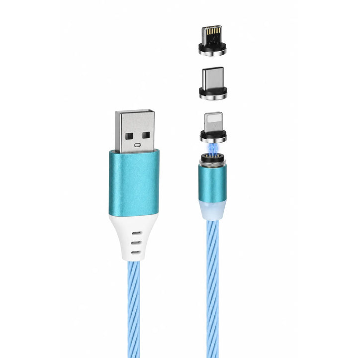 360° Magnetische Oplaadkabel – USB-A naar Lightning / Micro USB / USB-C – Magnetische Fast Charge Datakabel – Blauw-Ilumina Benelux