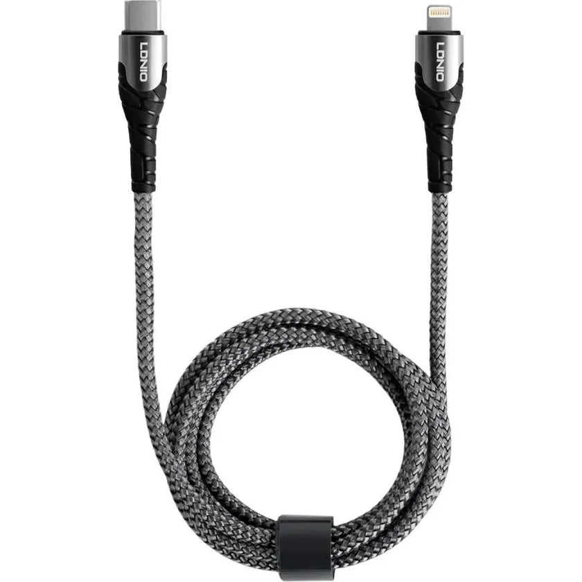 LDNIO LC112 USB-C naar Lightning Kabel – 2 Meter – 30W Fast Charging Touw Kabel – Grijs-Ilumina Benelux