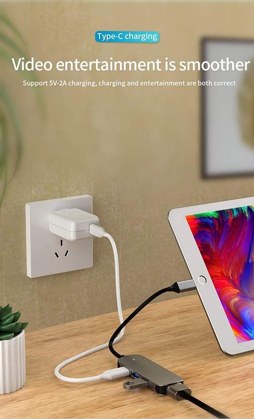 USB-C Hub – 4-in-1 Dockingstation – HDMI 4K – 100W PD – USB 3.0/2.0 – Aluminium – Geschikt voor MacBook/Windows laptops-Ilumina Benelux