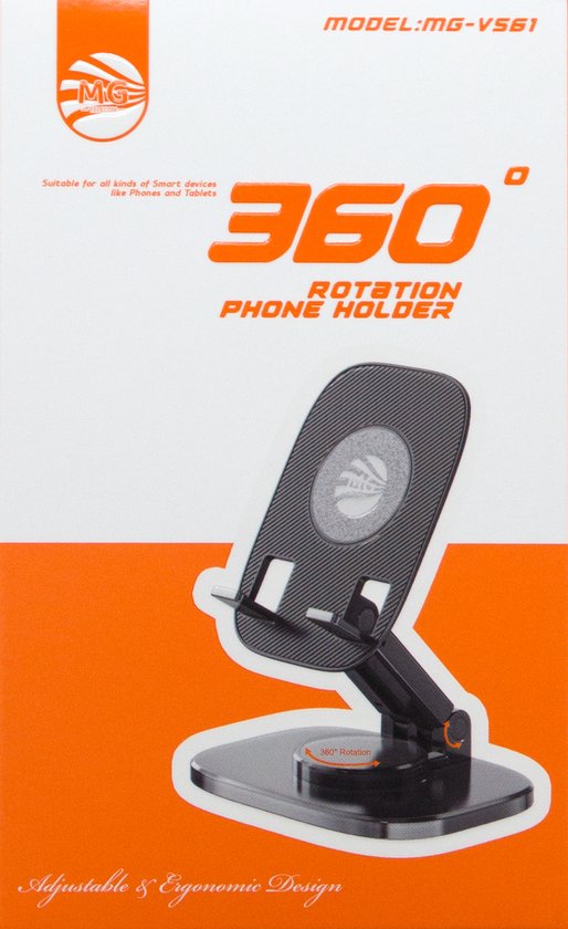 360° Bureau Telefoonhouder – Verstelbare Smartphone Standaard – Zwart-Ilumina Benelux