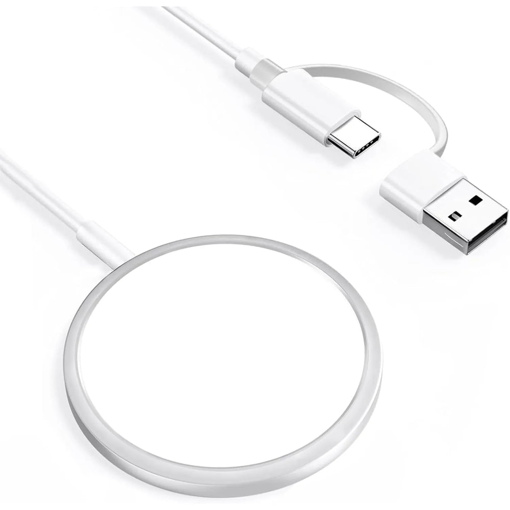 Draadloze oplader - Geschikt voor iPhone 16/15/14/13/12 - 15W snelladen - USB-C kabel & USB-A - Wit