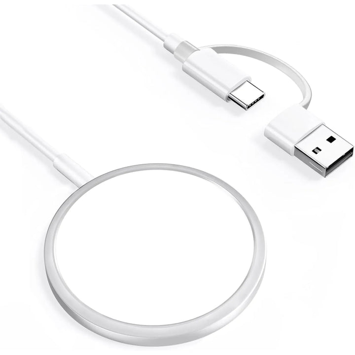 Draadloze oplader - Geschikt voor iPhone 16/15/14/13/12 - 15W snelladen - USB-C kabel & USB-A - Wit-Ilumina Benelux