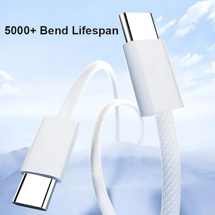 USB-C naar USB-C Kabel – 60W Power Delivery Snelladen – 1,2 Meter – Nylon Gevlochten