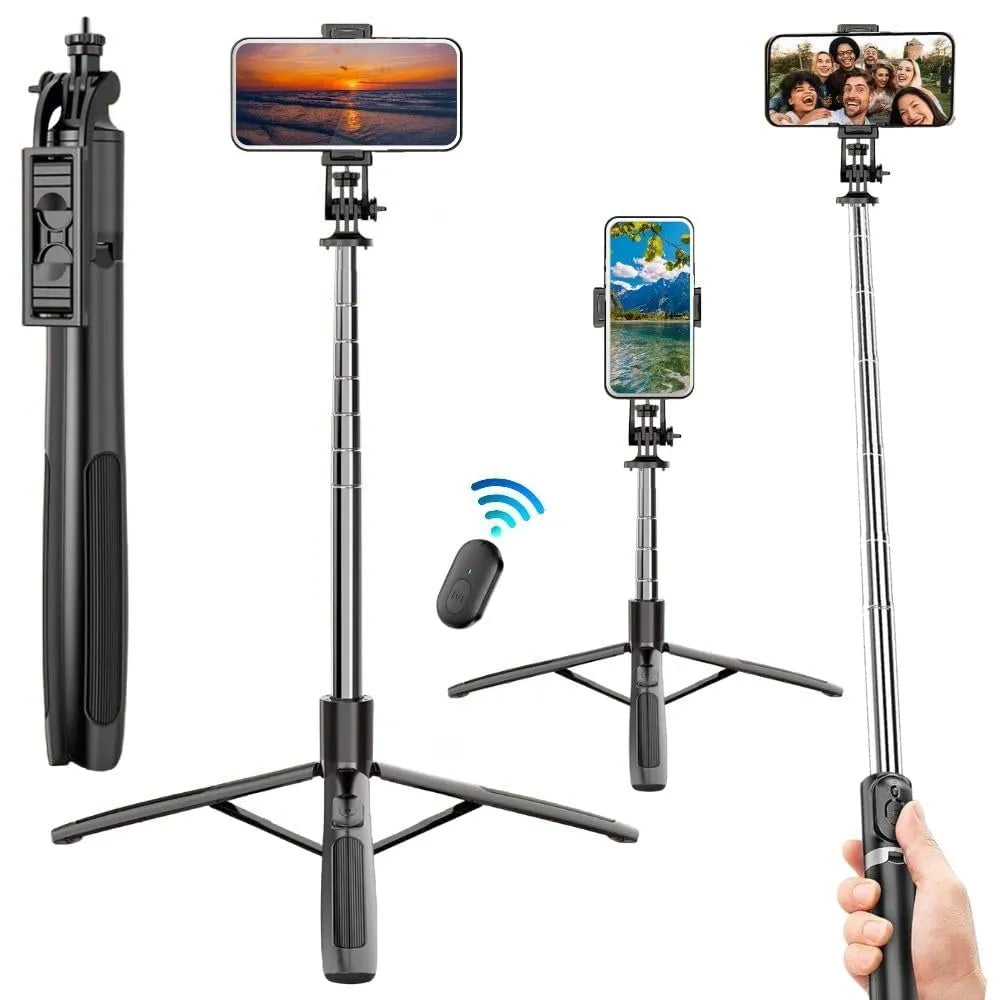 Selfie Stick Tripod met Bluetooth Afstandsbediening – 158 cm Uitschuifbaar – Smartphone Statief voor iPhone, Android, Camera & GoPro – Vlog & Reis Selfiestick