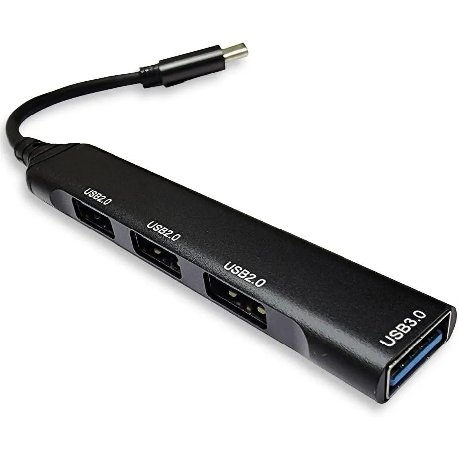 USB-C Hub 4 Poorts – USB-C naar 4x USB-A Adapter – 1x USB 3.0 & 3x USB 2.0 – Data Hub voor Laptop, MacBook, Chromebook & Tablet – Zwart