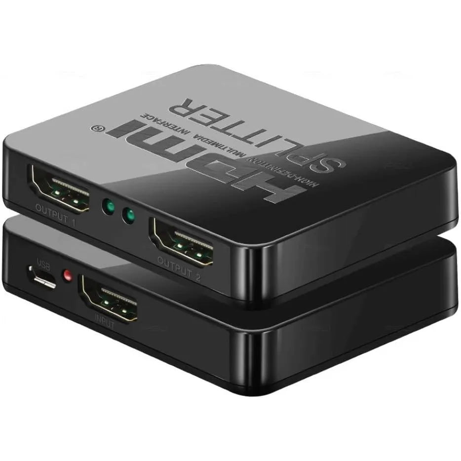HDMI Splitter 1 naar 2 - 4K Ultra HD - HDMI Versterker - 1 In 2 Uit - 1080p 60Hz - 3D - Inclusief USB Voeding - Zwart-Ilumina Benelux