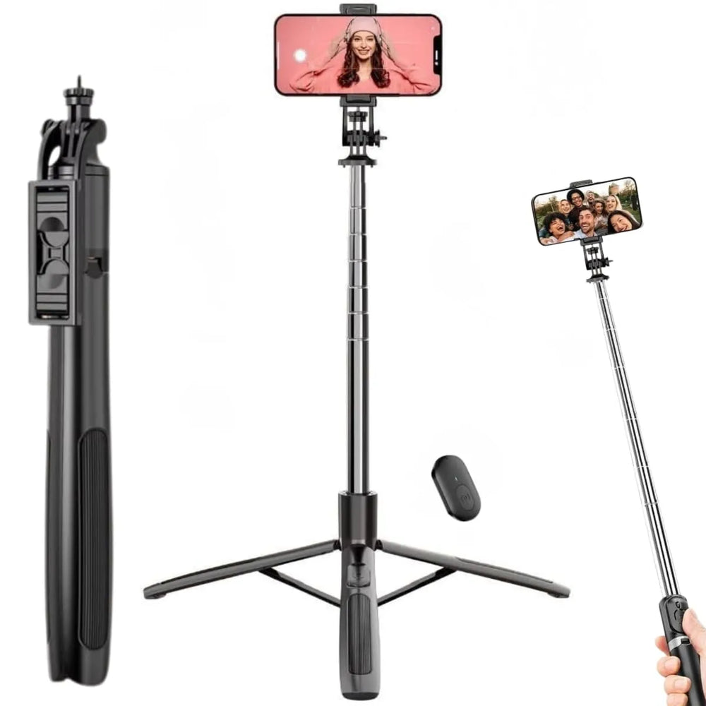 Selfie Stick Tripod met Bluetooth Afstandsbediening – 158 cm Uitschuifbaar – Smartphone Statief voor iPhone, Android, Camera & GoPro – Vlog & Reis Selfiestick